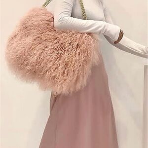 Chic Pink Fluffy Women's Bag